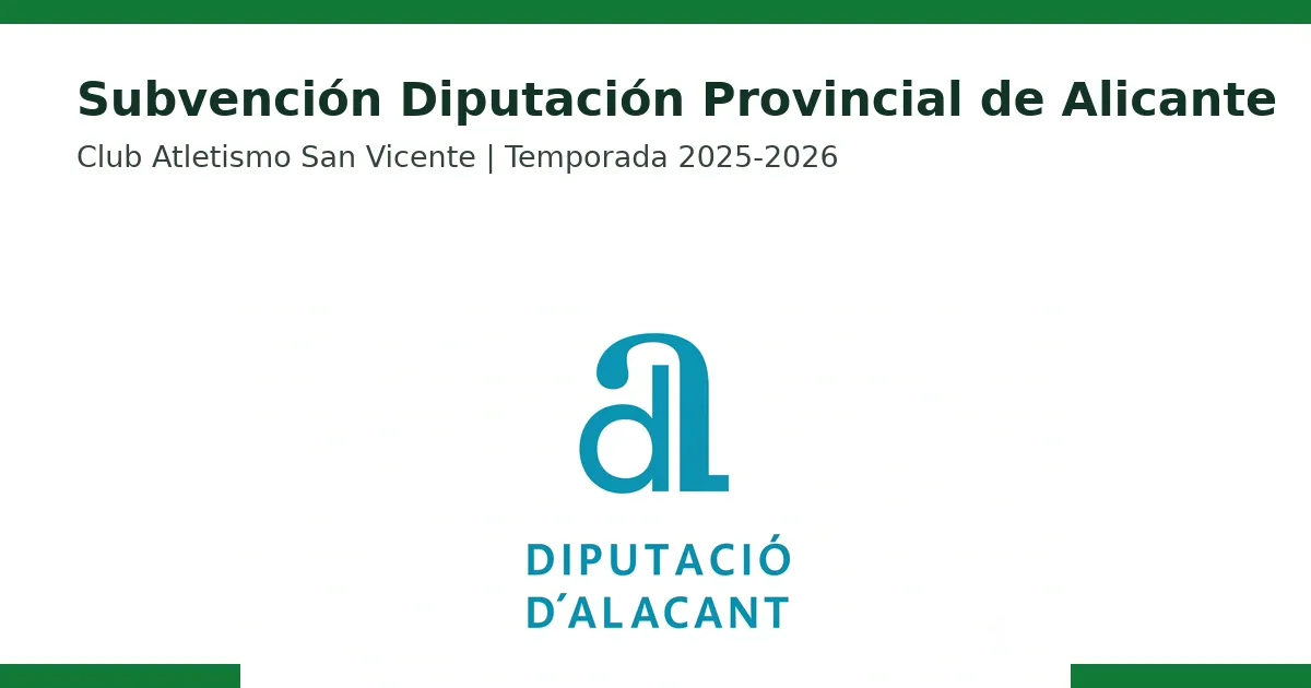 Imagen institucional de la Diputación Provincial de Alicante para la subvención concedida al Club Atletismo San Vicente.